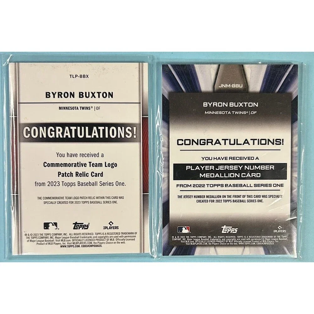 2022 & 2023 Topps - Team Logo  Comm Patches Byron Buxton #TLP-BBX#JNM-BBU - Picture 2 of 2